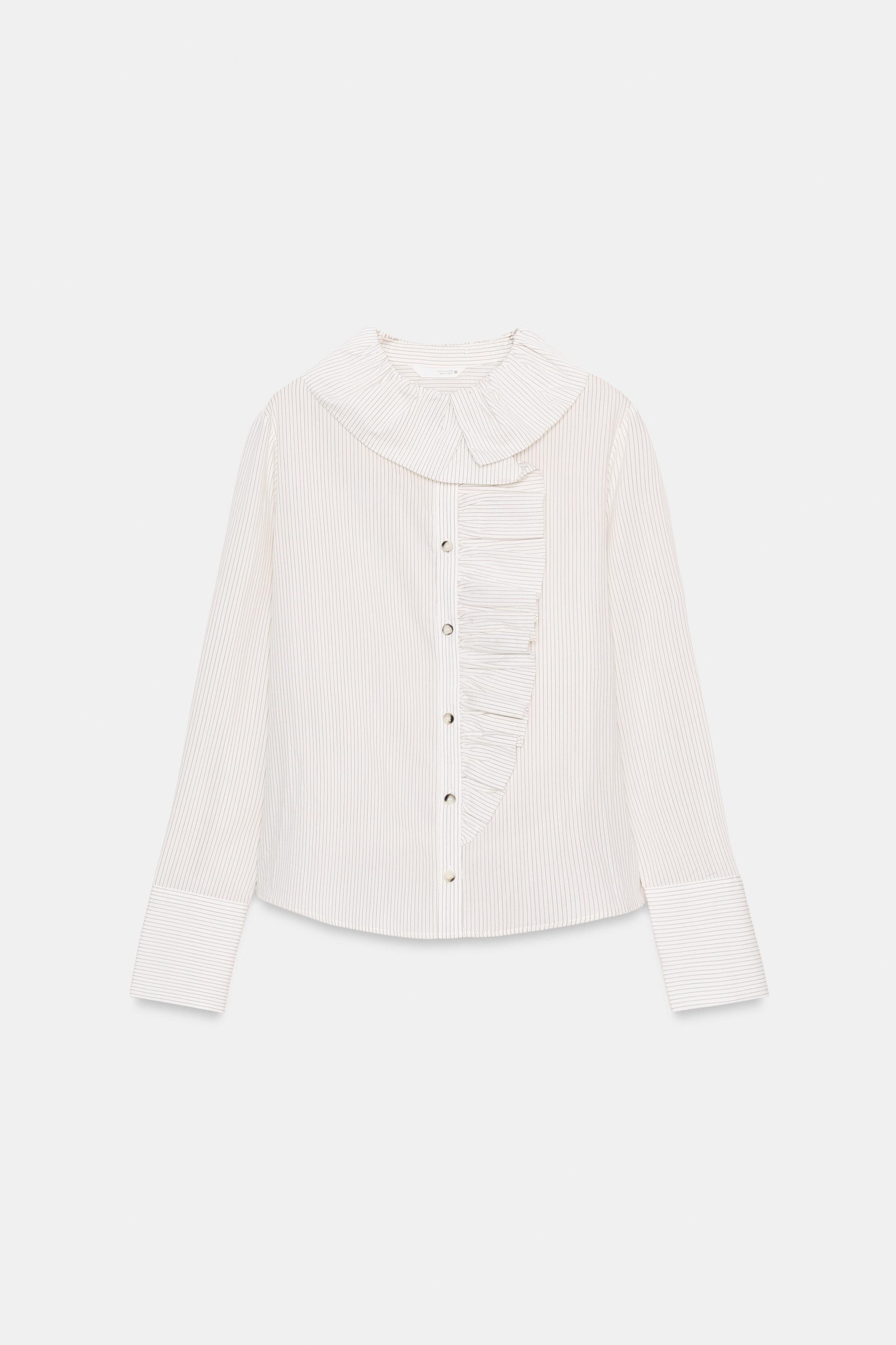 CHEMISE À RAYURES AVEC VOLANTS